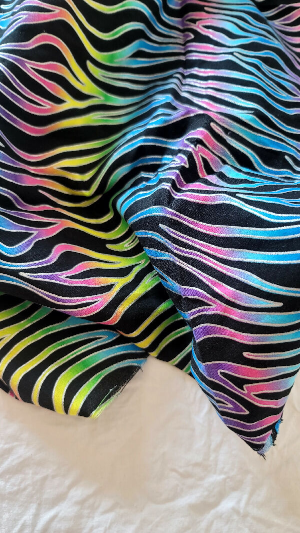 Rainbow Sparkle Zebra Print Cotton 1 Yard