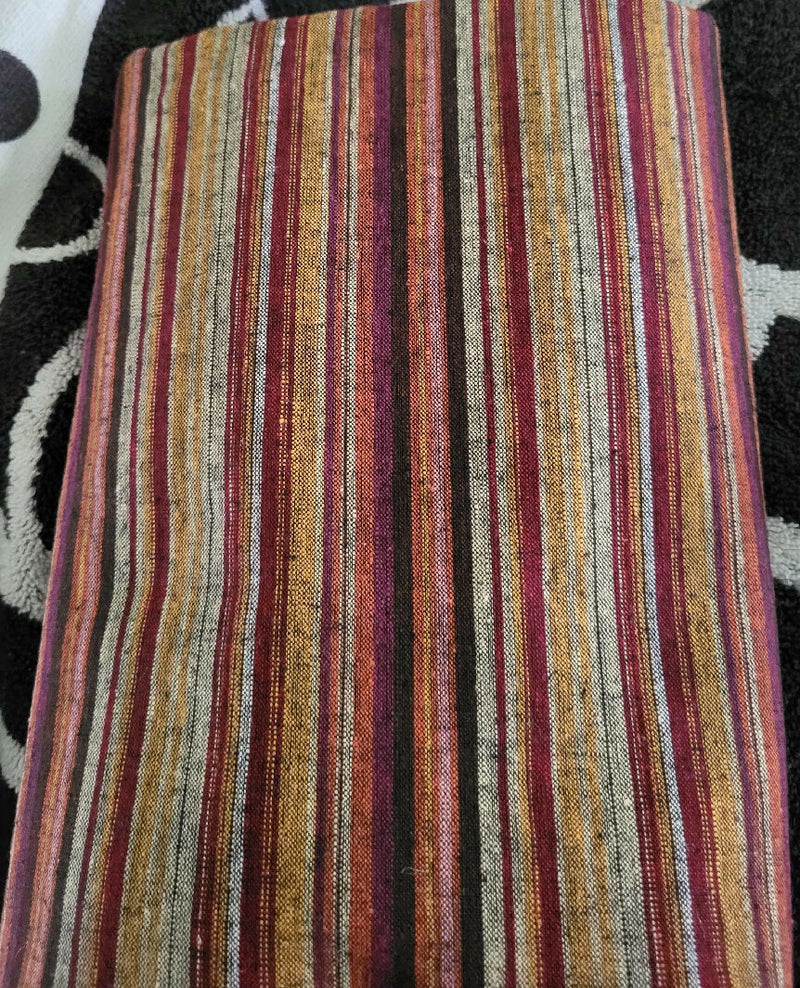 Burgundy, pink, beige stripe fabric