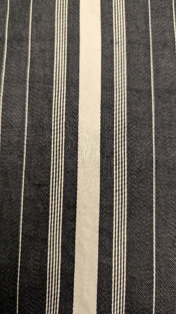 VTG Charcoal Gray/White Striped Shirting Woven Fabric 36"W - 4 1/2yds+