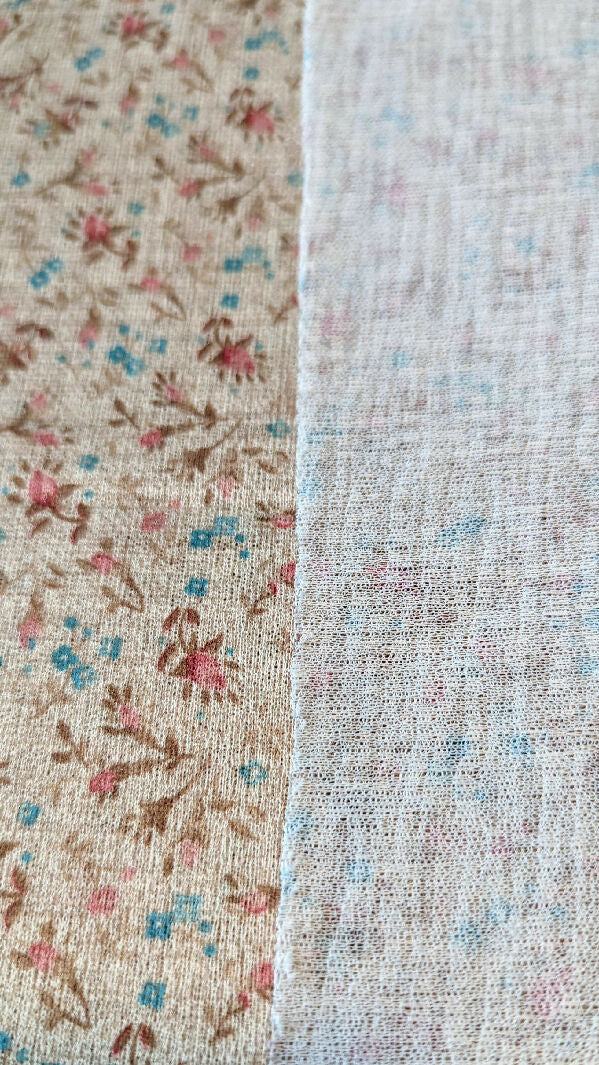 Vintage Tan Multicolor Floral 2-Way Stretch Knit Fabric 60"W - 1 1/4 yd