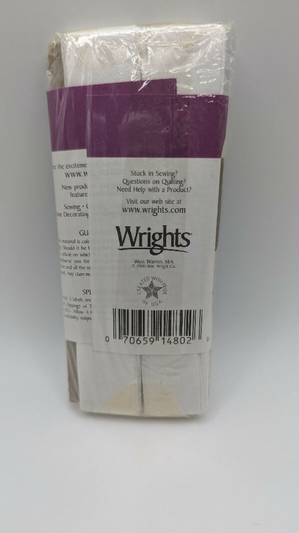 NIP Wrights White Double Fold Bias Quilt Binding 7/8"W x 3 yds Lot of 3