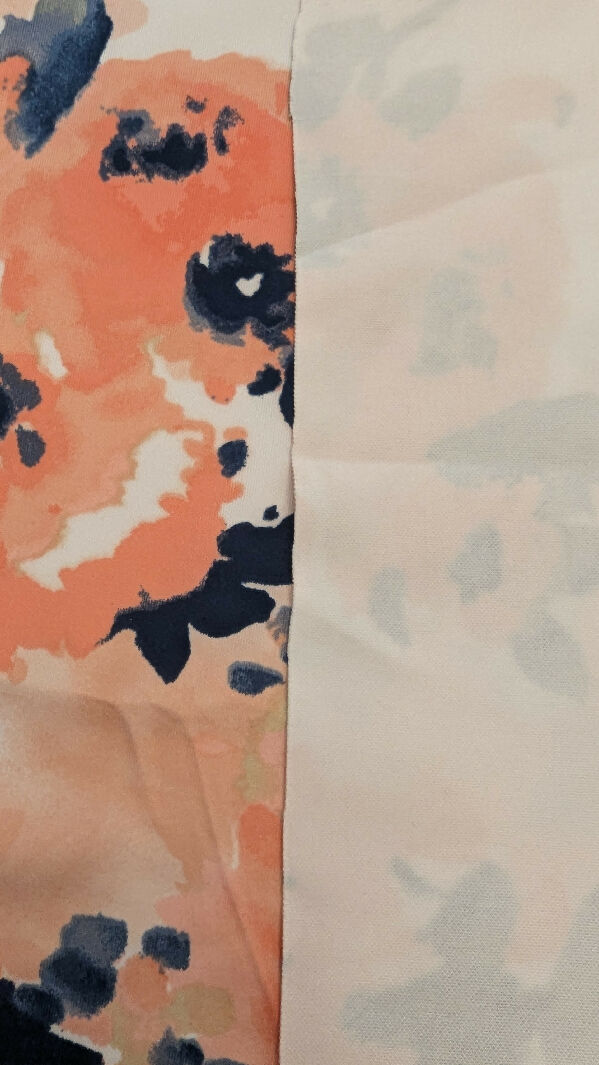 Peach/Navy Blue Abstract Floral Print Scuba Knit Fabric 59"W x 35"L