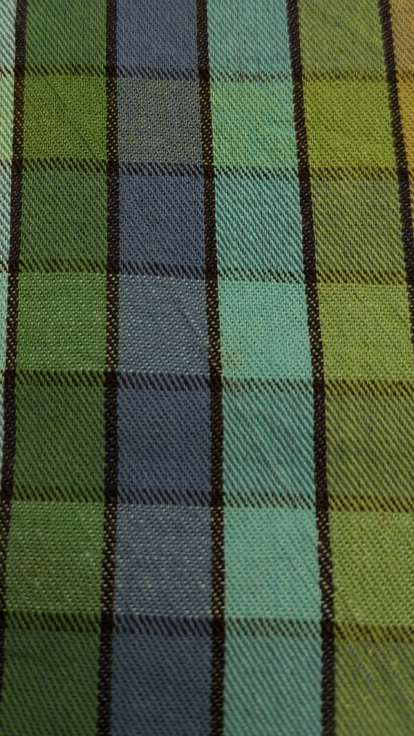 VTG Aqua/Green/Blue Yarn Dyed Check Print Twill Woven Fabric 36"W - 2 3/4 yds