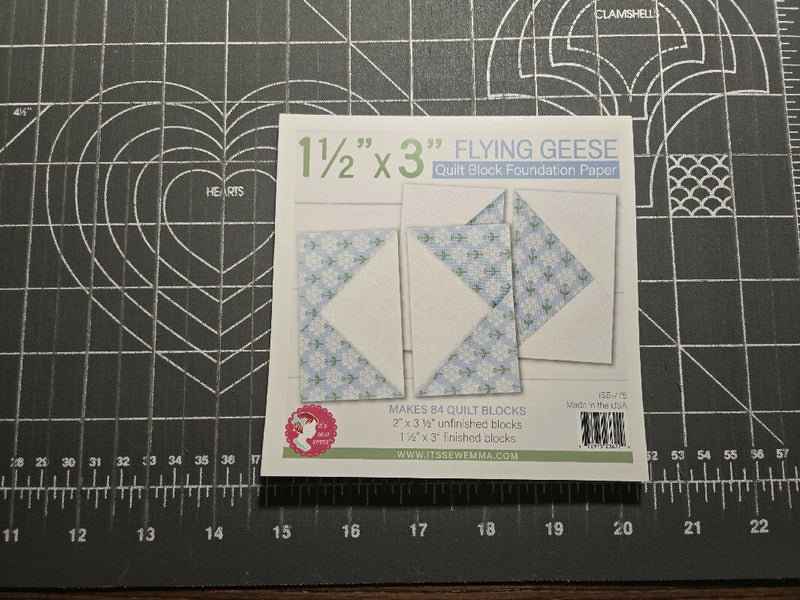 Flying Geese Quilt Block Foundation Paper 1.5"x3"