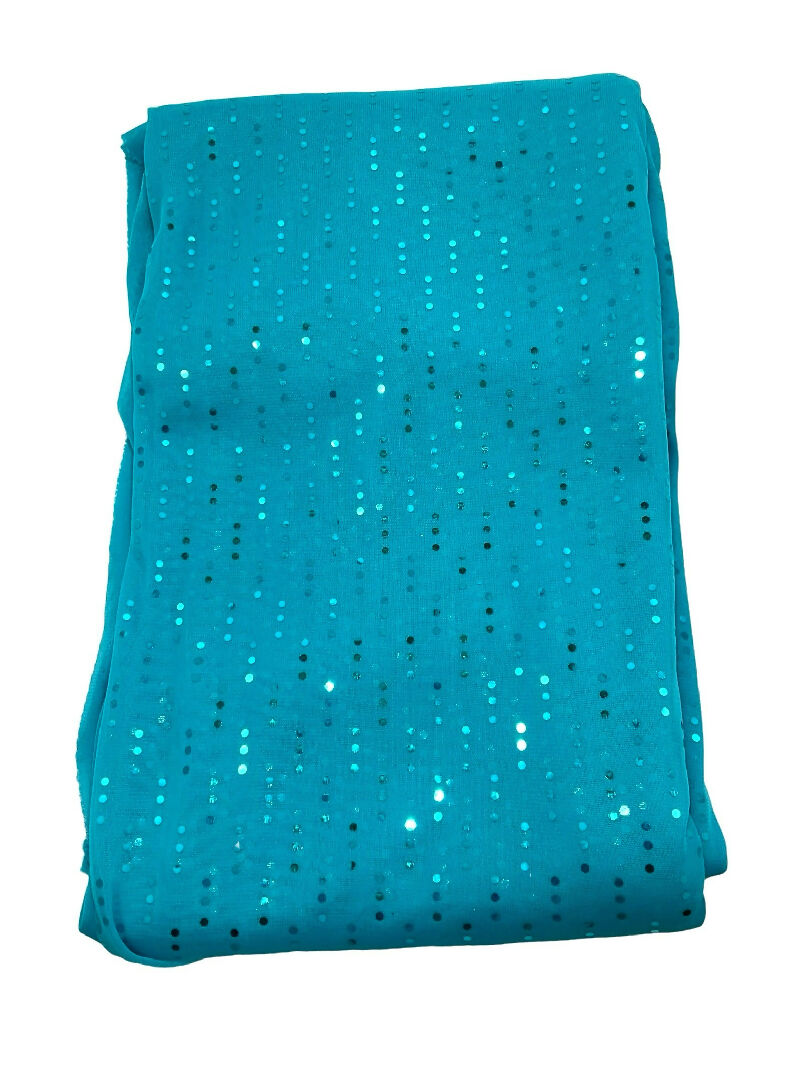 Turquoise Sequin Dot Mesh Knit-2 ¼ yds