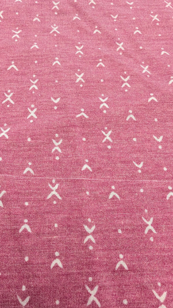 Heather Pink/White Arrows & Dots Print Jersey Knit Fabric 58"W - 1 1/2 yd