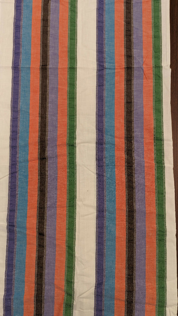 Vintage Yarn Dyed Multicolor Stripe Embroidered Cotton Woven Fabric 45"W - 2 yds