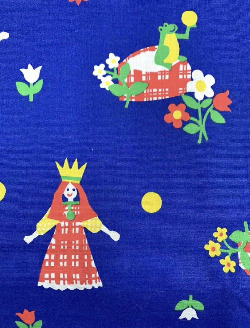 Vintage 70s 80s The Princess & The Frog Fairytale Fabric Primary Colors 1 yard+20"