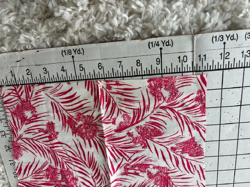 Vintage red and white tropical print fabric