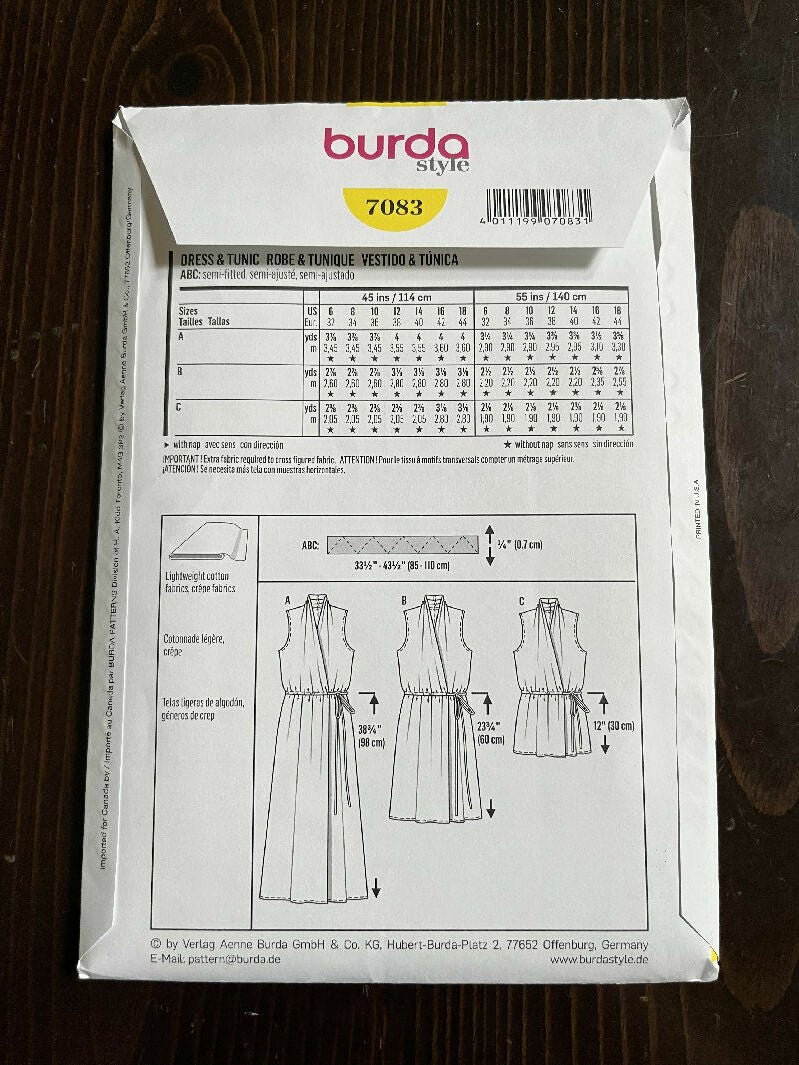 Burda Style 7083 Misses Dress and Tunic