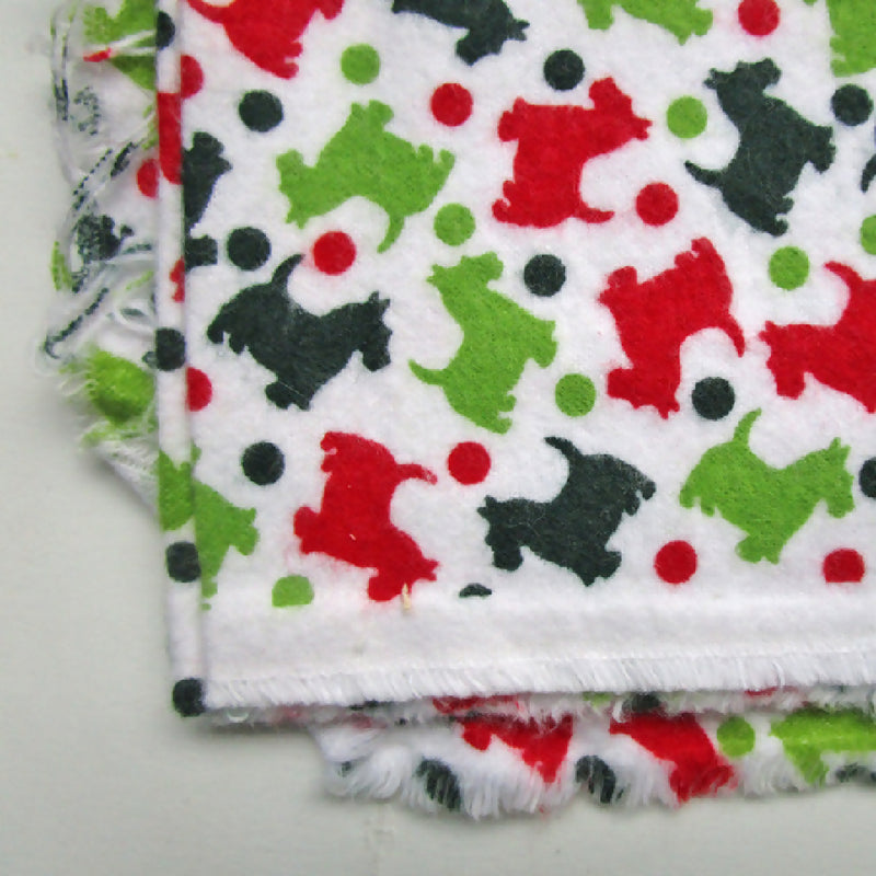 Cotton Flannel Fabric, Scotty Dogs and Balls, 41" x 65"