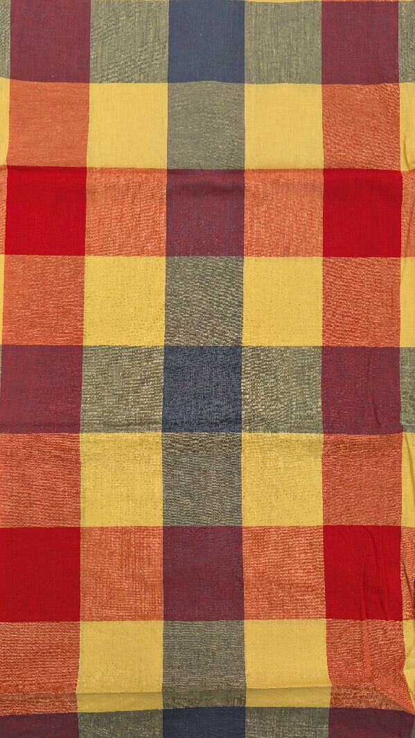 VTG Autumnal Color Check Print Shirting Woven Fabric 33"W x 70"L