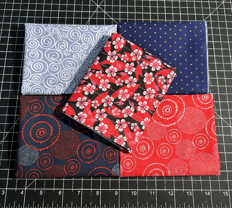 Red & Navy Fat Quarter Bundle