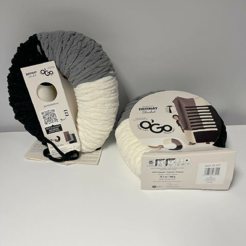 Bernat Blanket Black, Cream, and Gray Polyester Super Bulky Yarn - 2 Skeins