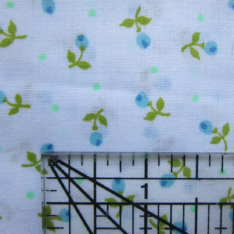 Vintage Cotton-Poly Blend Fabric, Blue Floral + Polka Dots, 41” x 37”