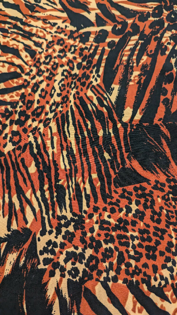 Rust/Tan/Black Mixed Animal Print Faille Woven Fabric 59"W - 1 1/4 yd