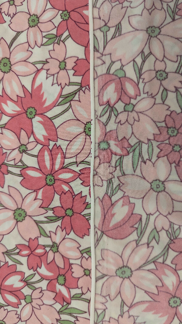 Pink Retro Floral Print DTY Knit Fabric 60"W - 2 yds+