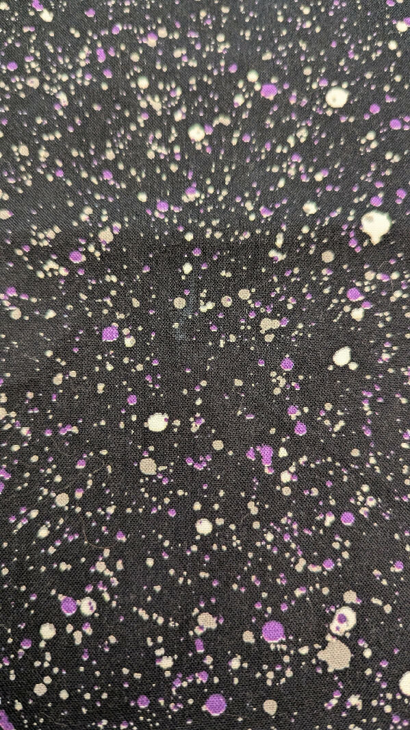 Black/Purple/Gray/White Splatter Paint Print Quilting Cotton 44"W - 1 yd+