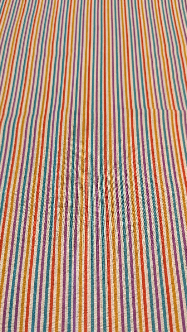 Multicolor Striped Quilting Cotton Woven Fabric 57"W - 1 yd+