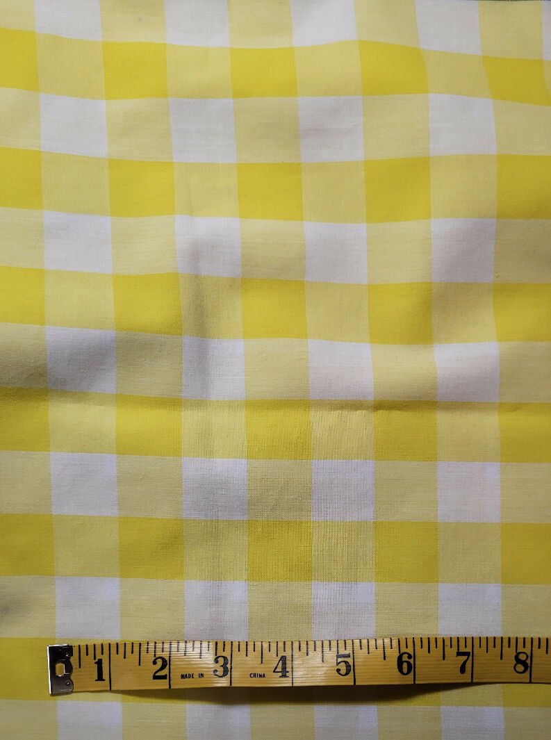 Yellow 1 Inch Gingham Fabric 60" wide 2/3 yard