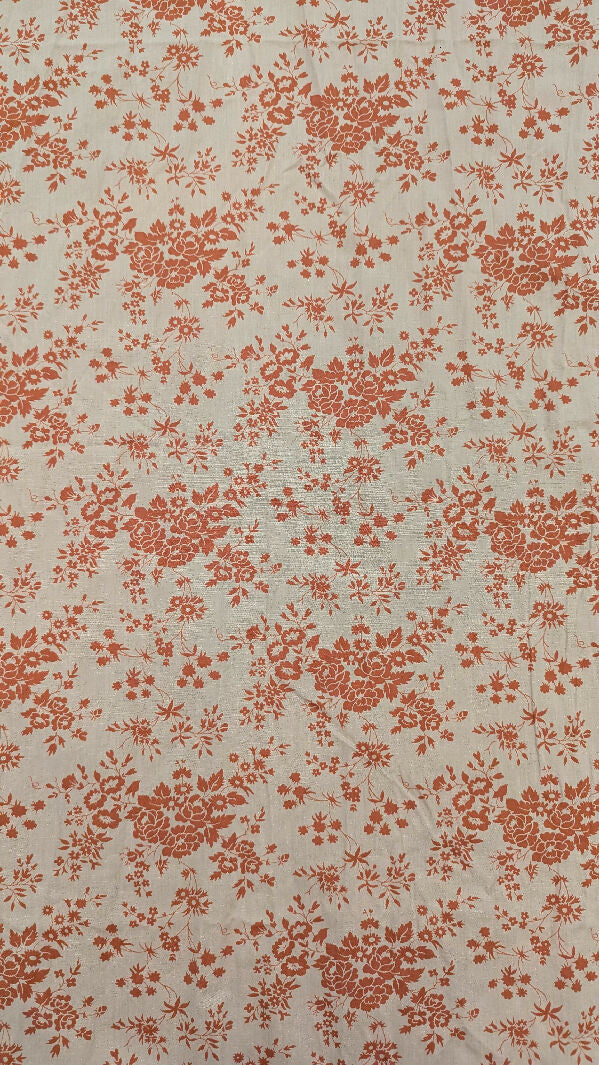 VTG Dark Tan/Rusty Orange Floral Quilting Cotton43"W - 2 1/2 yds