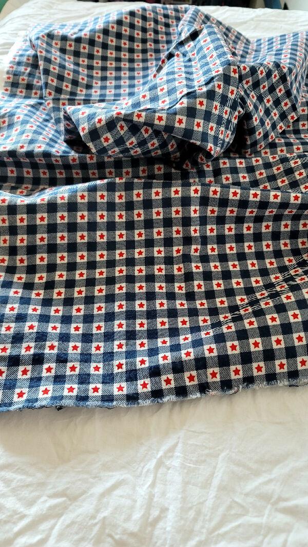 Red, White and Blue Checkered with Stars Print Cotton 2 2/3 Yards