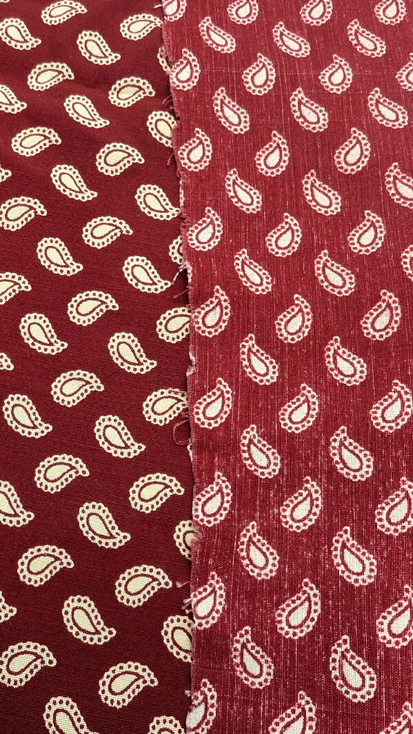 Brick Red/Cream Paisley Print Rayon Challis Woven Fabric 58"W - 2 yds