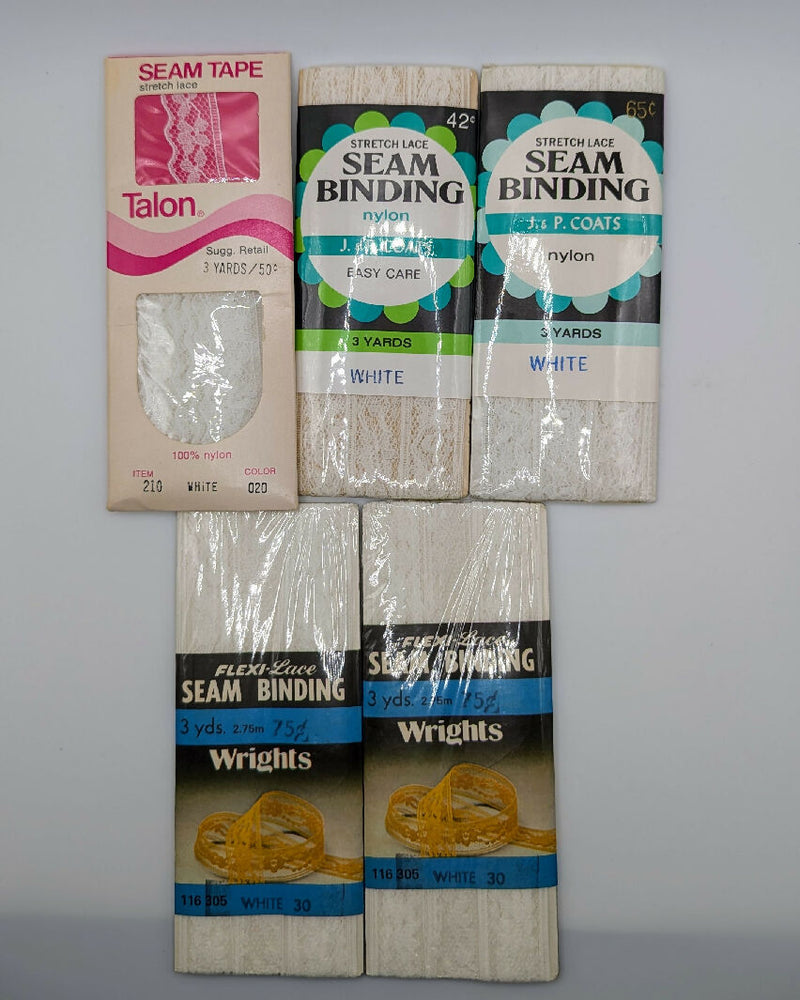 Assorted NIP Vintage Stretch Lace Seam Binding Lot of 29