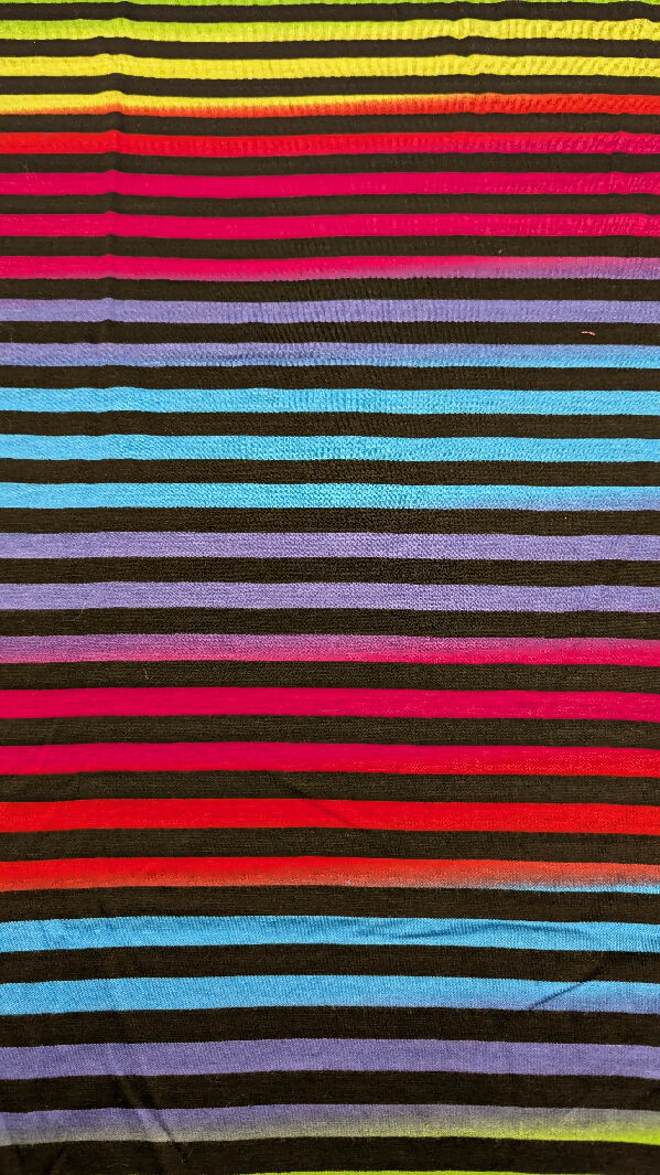 Multicolor Ombre Striped Cotton Jersey 2-way Stretch Knit Fabric 60"W - 1 yd