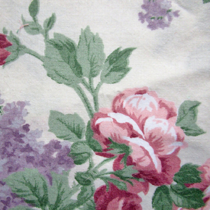 Vintage Floral Cotton Fabric, Roses and Lilacs, 26" x 18"