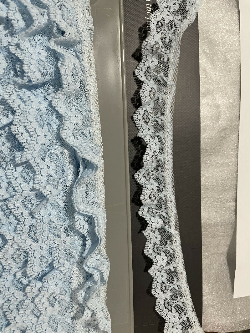 1 1/4" Light Blue Ruffled Lace Edging