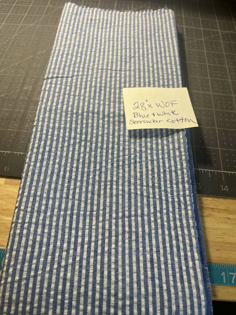 Blue and White Striped Seersucker Cotton Fabric – Destashify