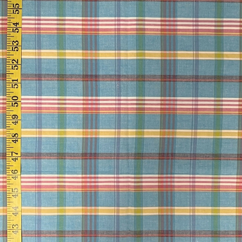 Blue, Red, Yellow Plaid Yarn Dyed Cotton Woven - 1Yd