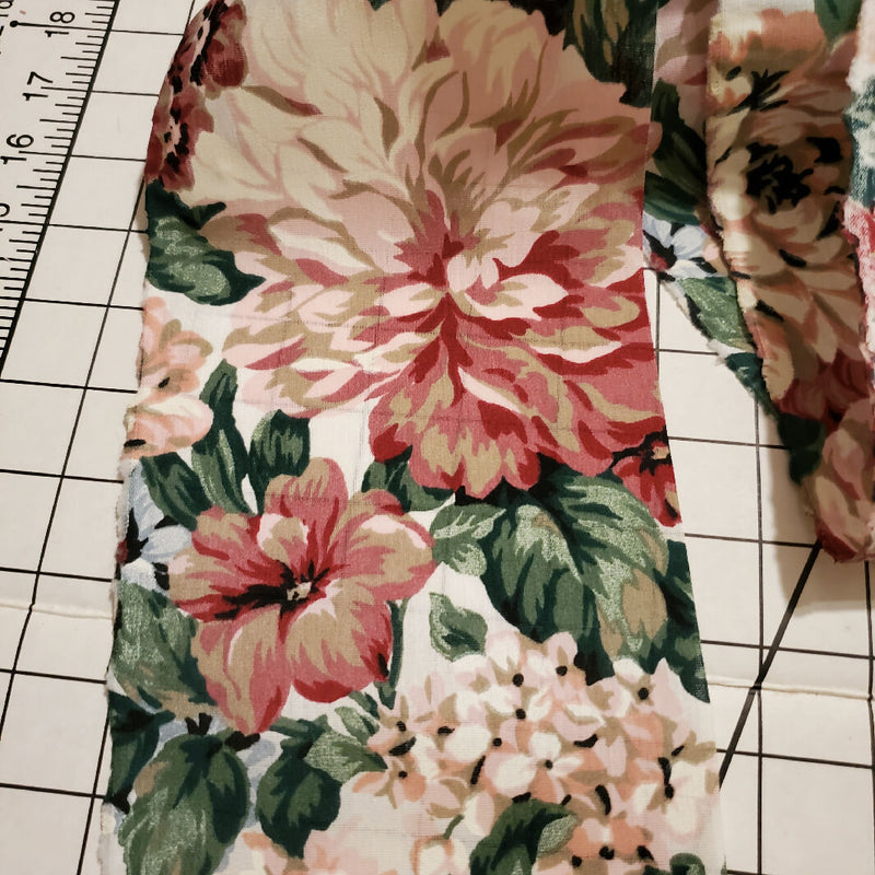 Cotton trim 5.5 wide floral pattern pinks burgundy green