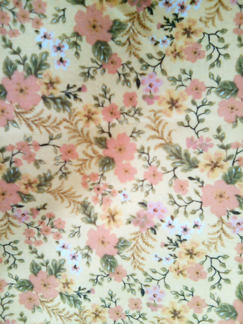 Cotton material, flower design yellow tan white colors, 9" x 43"