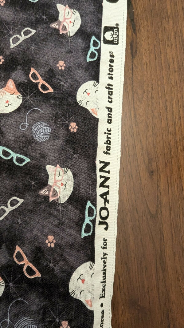 Charcoal Gray Kitties in Glasses Quilting Cotton Woven Fabric 42"W x 43"L