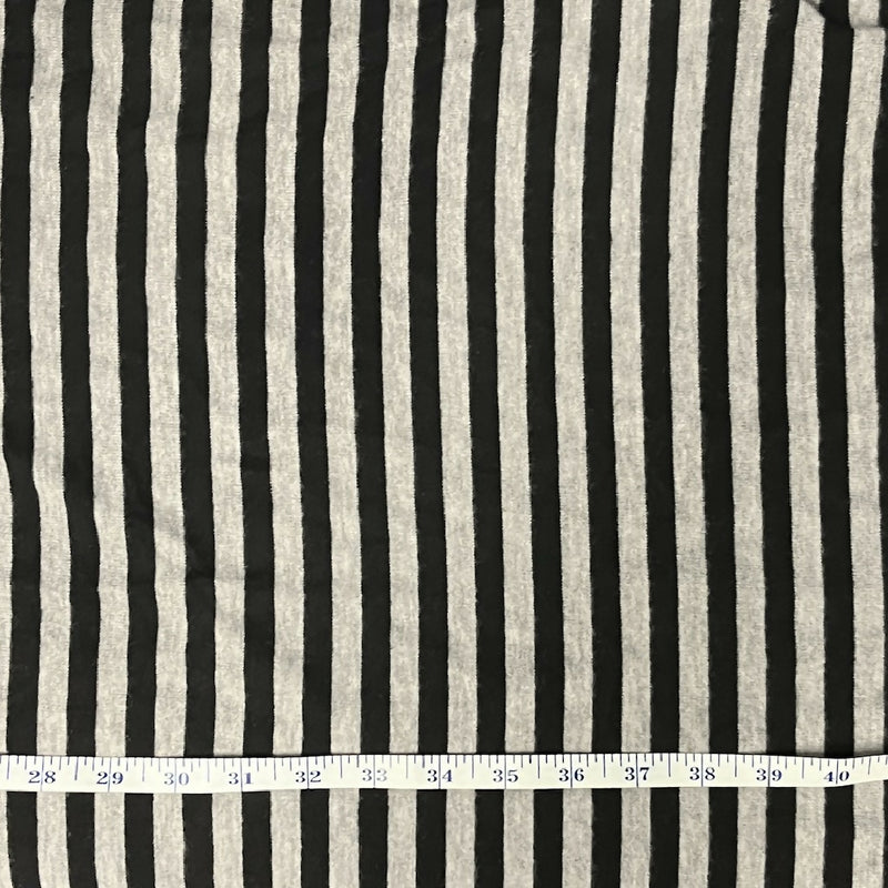 Black and Gray Horizontal Stripe Rayon Poly Lycra Brushed - 3 Yds