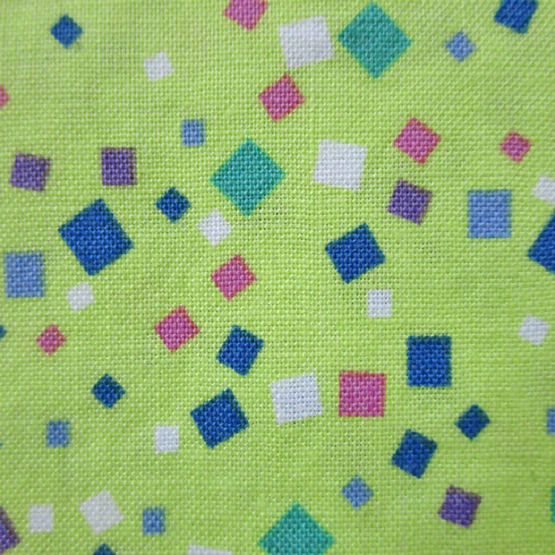 Cotton Quilting Fabric, Color Squares on Green, 42" x 60"