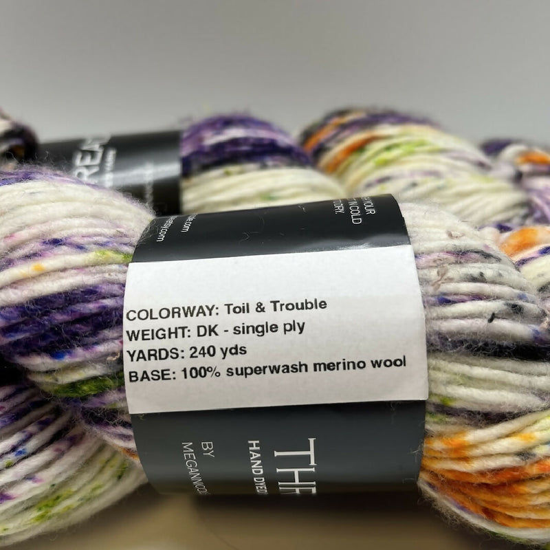 Threads Hand Dyed Single Ply DK Yarn in Toil & Trouble - 2 Skeins