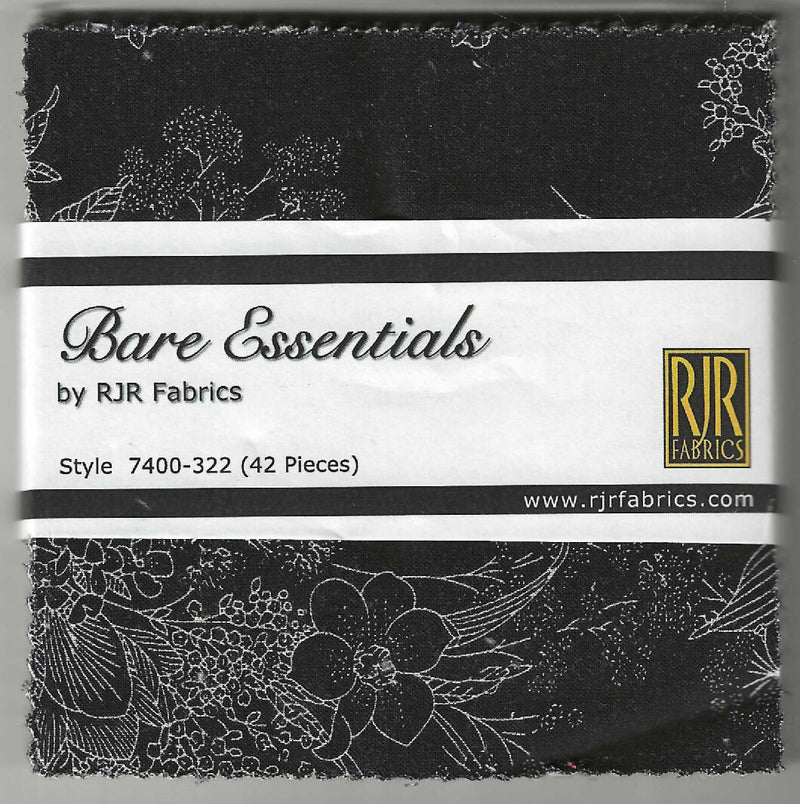 Bare Essentials by RJR Fabrice, blacks, 5"x5", 42 pieces