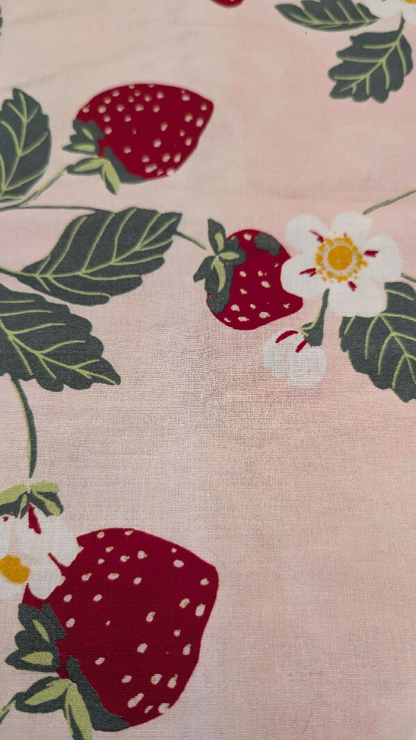 Pink Strawberry Print Quilting Cotton Woven Fabric 44"W - 2 3/4 yds