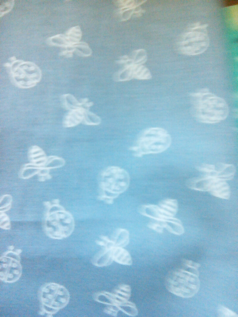 Cotton material, dragonfly, bee designs black blue gray colors, 9" x 43"