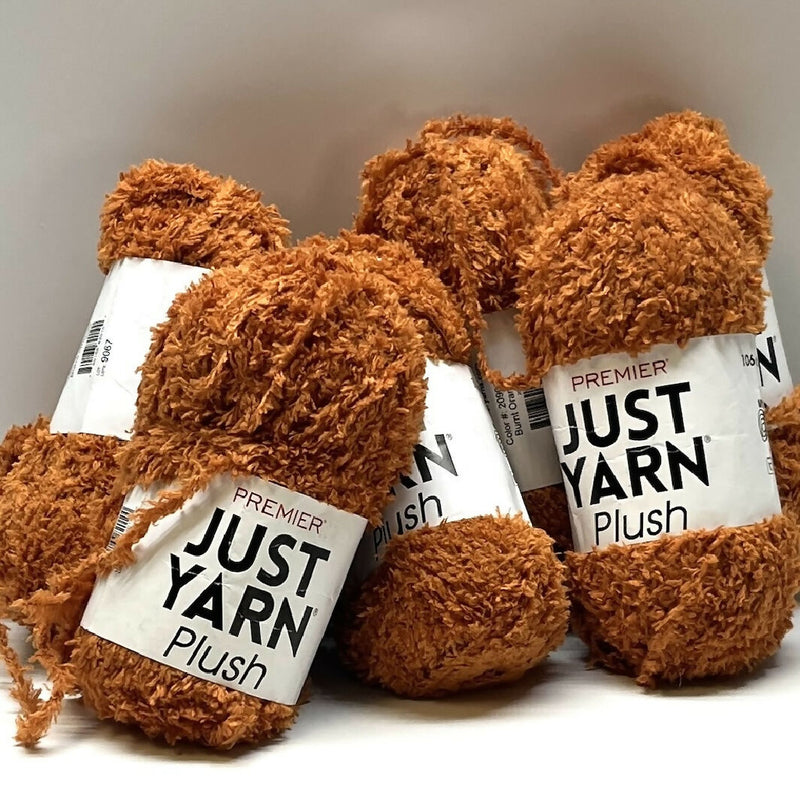 Burnt Orange Just Yarn Polyester Plush Yarn - 7 Skeins