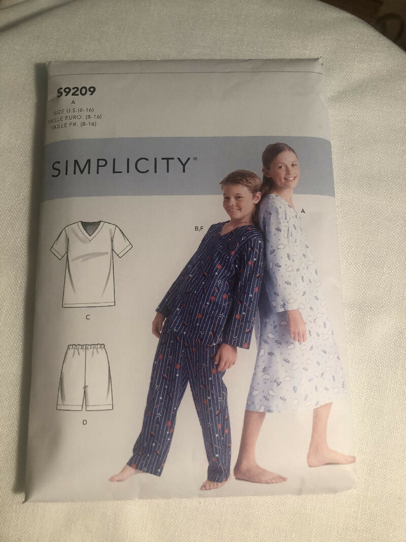 Simplicity S9209 Sewing Pattern Kids’ Pajamas