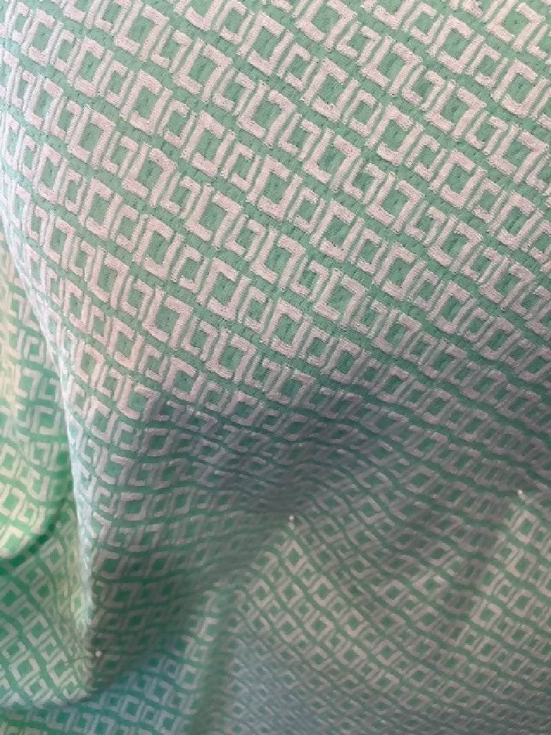 Geometric Soft Textured Green Mint and White Viscose