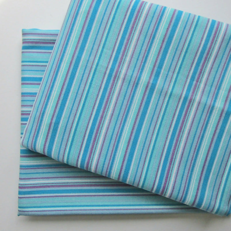 Blue & Purple Stripe Cotton Fabric, 2 Pieces