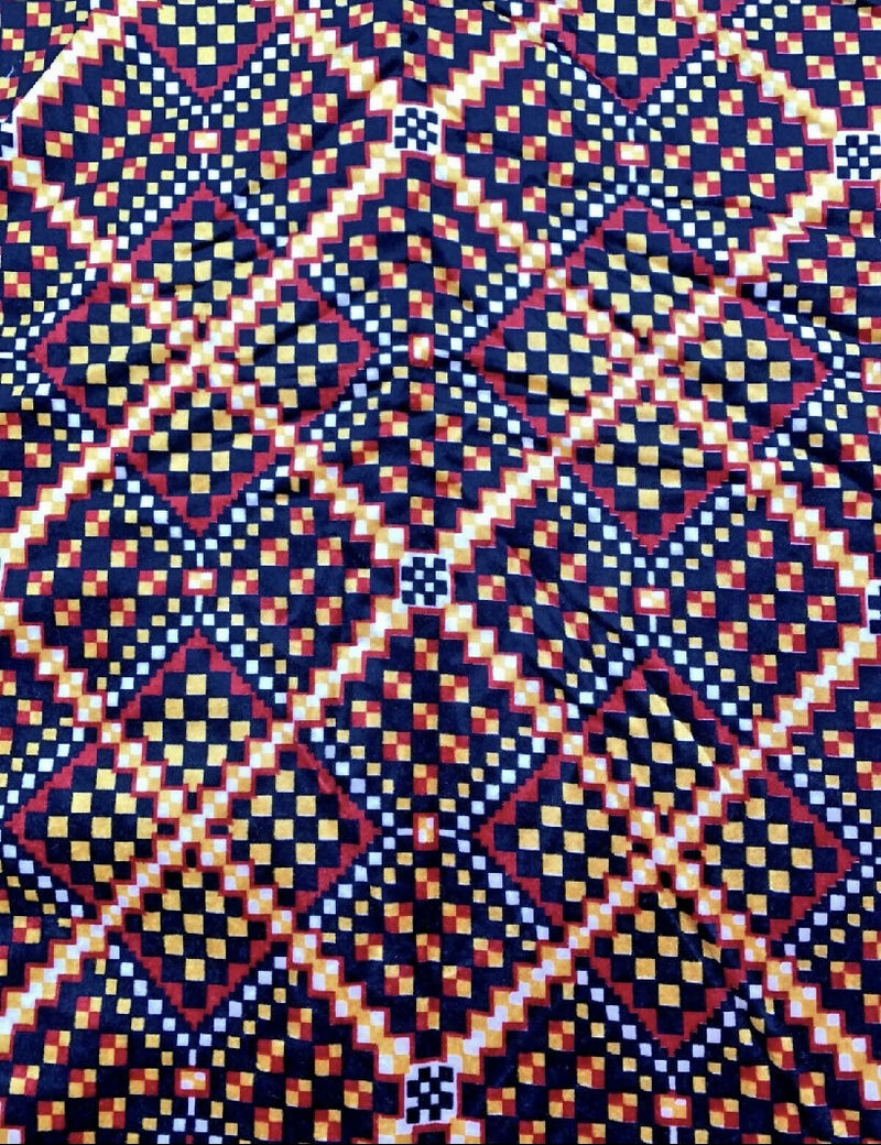 Vintage Geometric Retro Velour Upholstery Fabric 81" x 39" 1980s 1970s