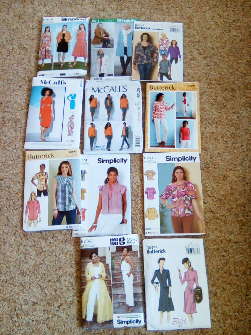 Eleven sewing pattern lot, women, simplicity, butterick, McCalls, size 4-16