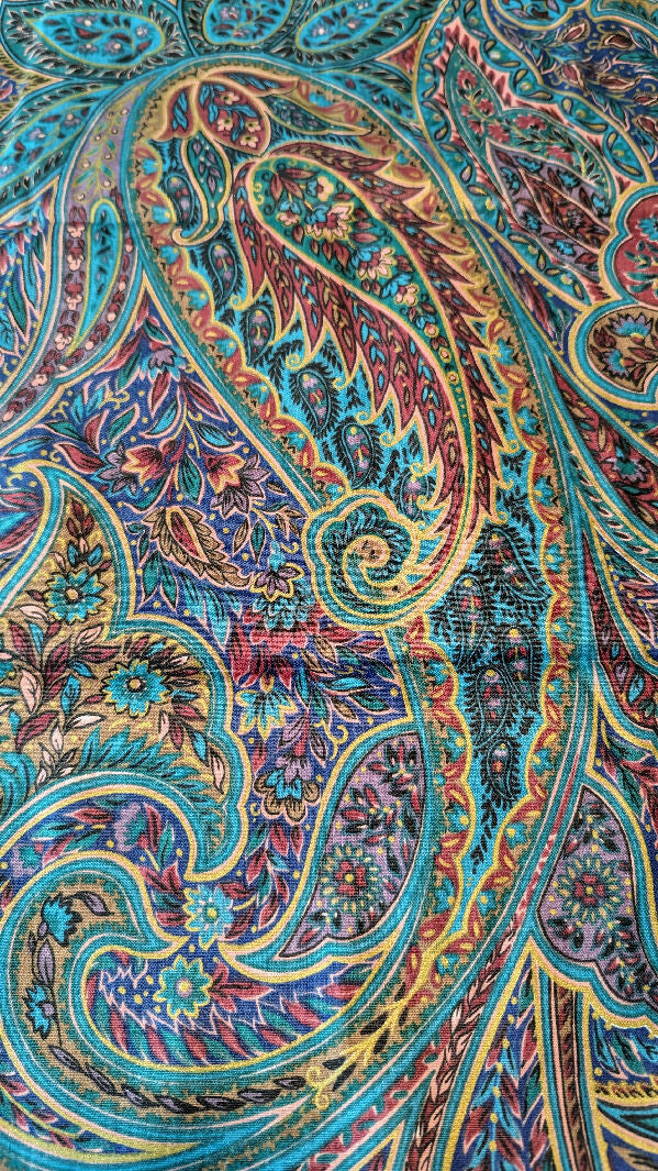 Multicolor Large Scale Paisley Print Quilting Cotton Woven Fabric 48"W - 2 1/2 yds
