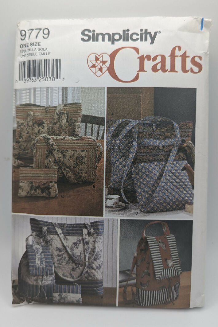 Simplicity Crafts 9779 Tote Bag, Backpack, Purse & Cosmetic Bag Pattern